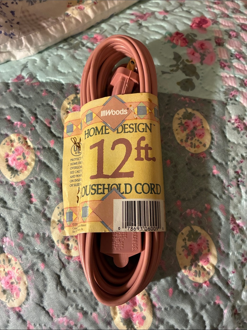 Vintage Cottagecore Woods Home Design 12 ft Household Cord - Dusty Rose Pink